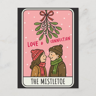 Cozy Winter Lovers Under Mistletoe Romantic Holiday Postcard
