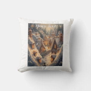 Cozy Winter Mountain Scene Throw Pillow - 16" x 16