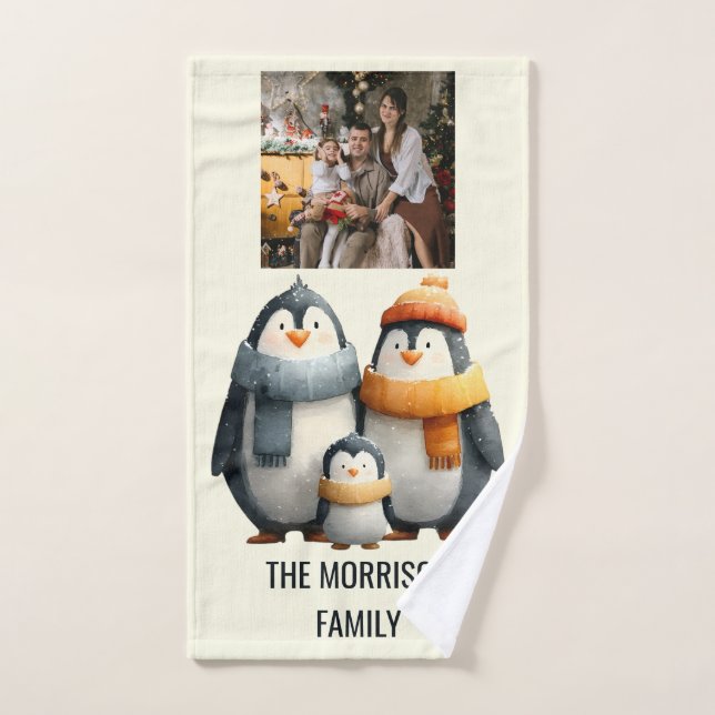 Cozy Winter Penguin Family Bath Towel Set (Hand Towel)