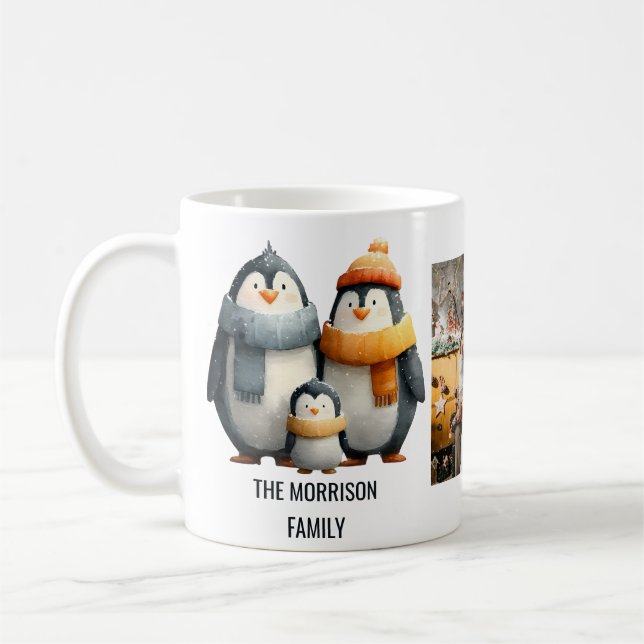 Cozy Winter Penguin Family Coffee Mug (Left)