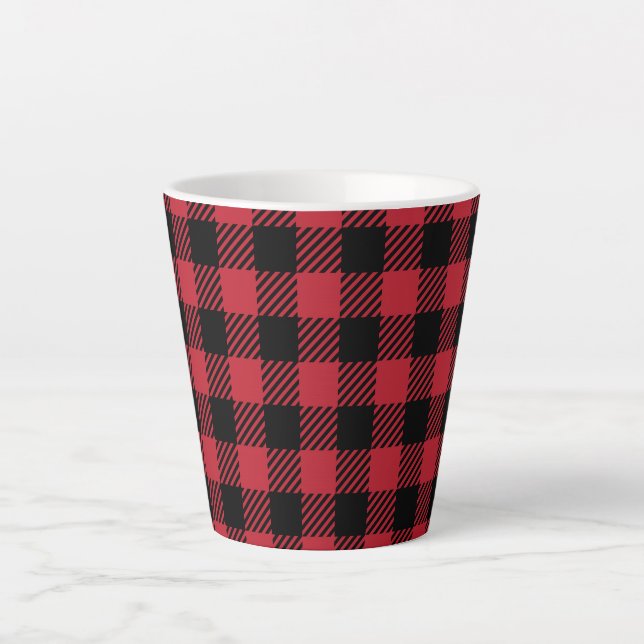 Cozy Winter Red Buffalo Check Latte Mug (Front)
