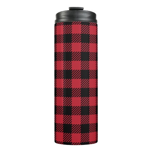 Cozy Winter Red Buffalo Check Thermal Tumbler (Front)