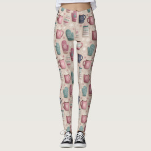Cozy Winter Seamless Pattern with Knitted Mittens Leggings