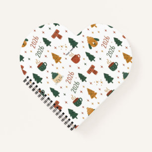 Cozy Winter Vibes 2026 - Cute Puppy and Kitten Chr Notebook