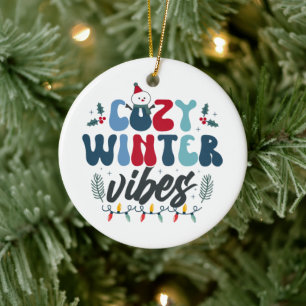 Cozy Winter Vibes Photo Christmas Ceramic Ornament