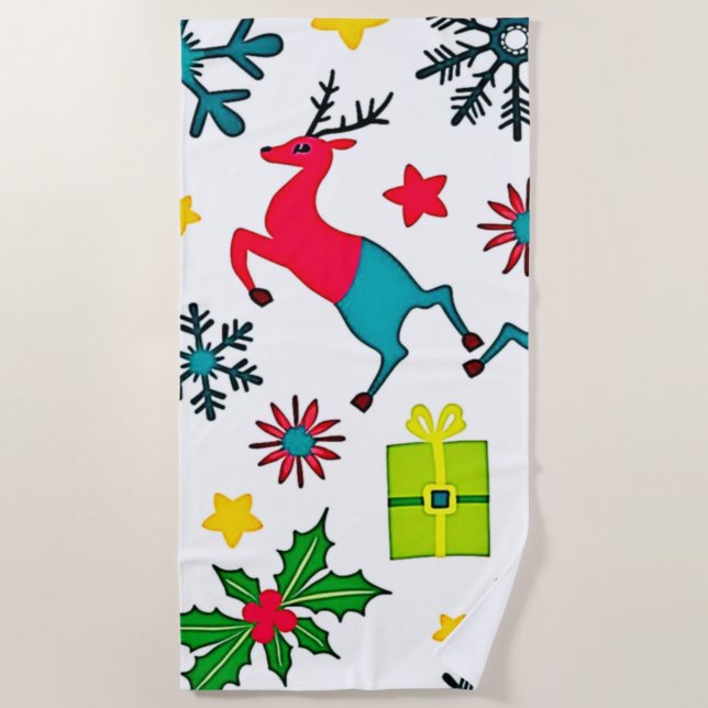 Cozy Winter Wonder Pattern Dream Design Beach Towel (Front)