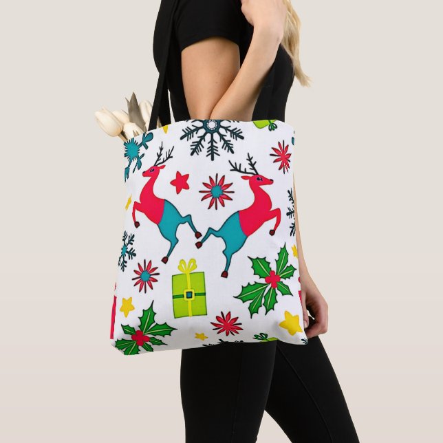 Cozy Winter Wonder Pattern Dream Design Tote Bag (Close Up)