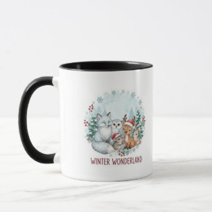 Cozy Winter Woodland Animals Watercolor Coffee Mug