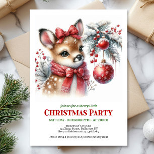 Cozy woodland deer Christmas kids invite digital