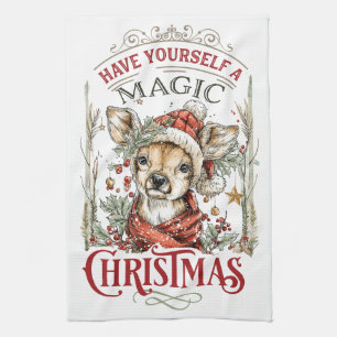Cozy Woodland Holiday Tea Towel