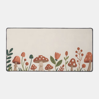 Cozy Woodland Mushrooms Desk Mat