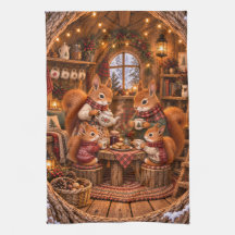 Cozy Woodland Squirrel Tea Party Illustration