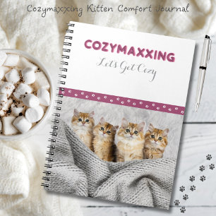 Cozymaxxing Kitten Comfort Journal Pink & Grey