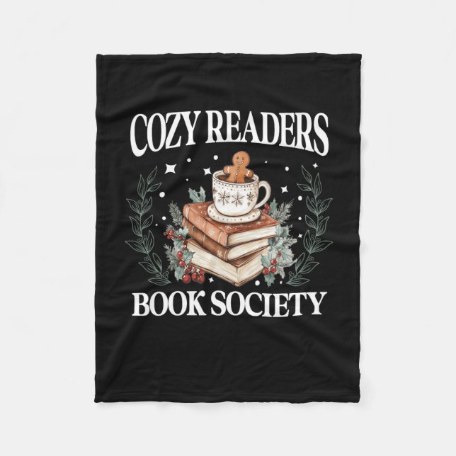 Cozyreaders Book Society Bookish Christmas Reading Fleece Blanket (Front)