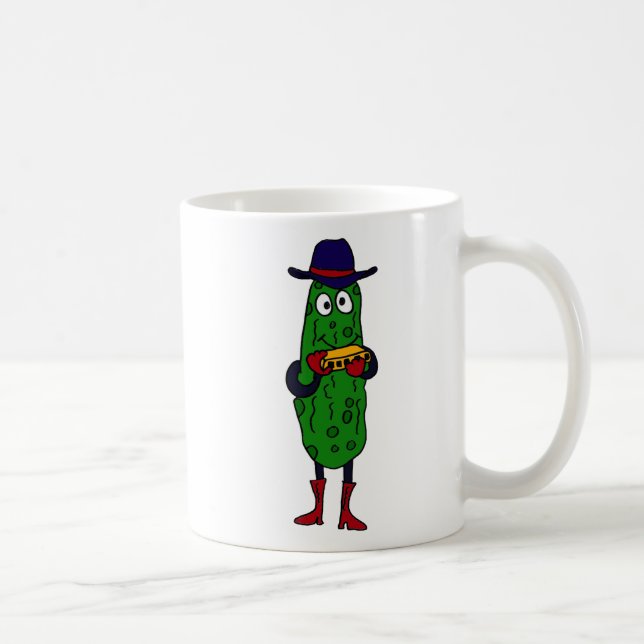 CP- Funny Pickle Playing Harmonica Cartoon Coffee Mug (Right)