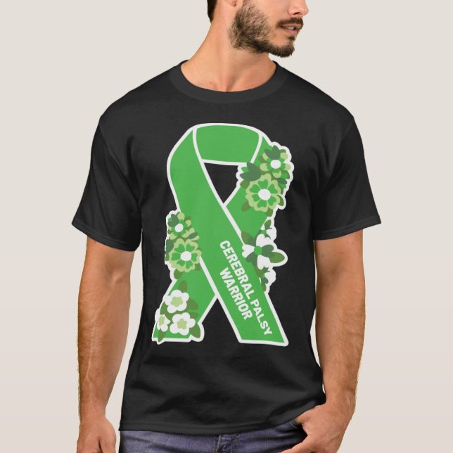 CP Green Ribbon and Flowers Women s Cerebral Palsy T-Shirt (Front)