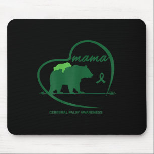 Cp Mum Mama Bear Green Ribbon Cerebral Palsy Aware Mouse Pad