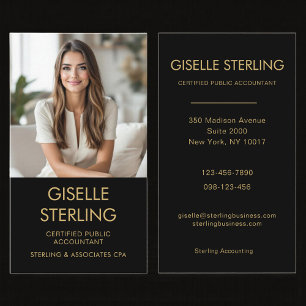 CPA Accountant Black Gold Photo  Business Card