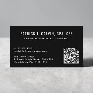 CPA Accountant Black QR Code Business Card