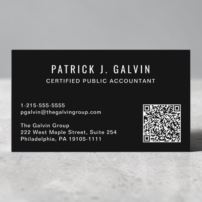 CPA Accountant Black QR Code Business Card (CPA Accountant Black QR Code Business Card)