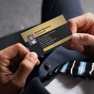 CPA   Accountant Professional Black   Gold  Busine Business Card