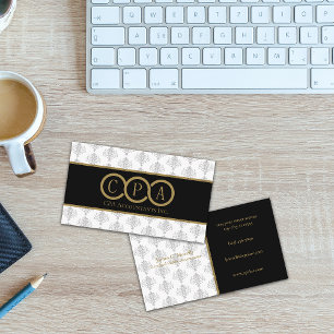 CPA Accountant Professional White Black Business Card