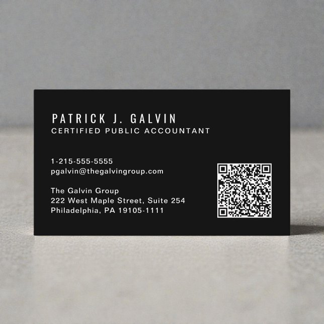 CPA Accountant QR Code Black Business Card (CPA Accountant QR Code Black Business Card)