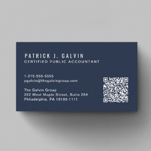CPA Accountant QR Code Blue Business Card