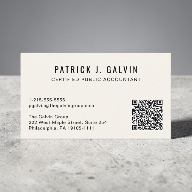 CPA Accountant QR Code Cream Business Card (CPA Accountant QR Code Cream Business Card)