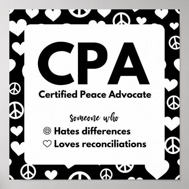 CPA Certified Peace Advocate Poster (Front)