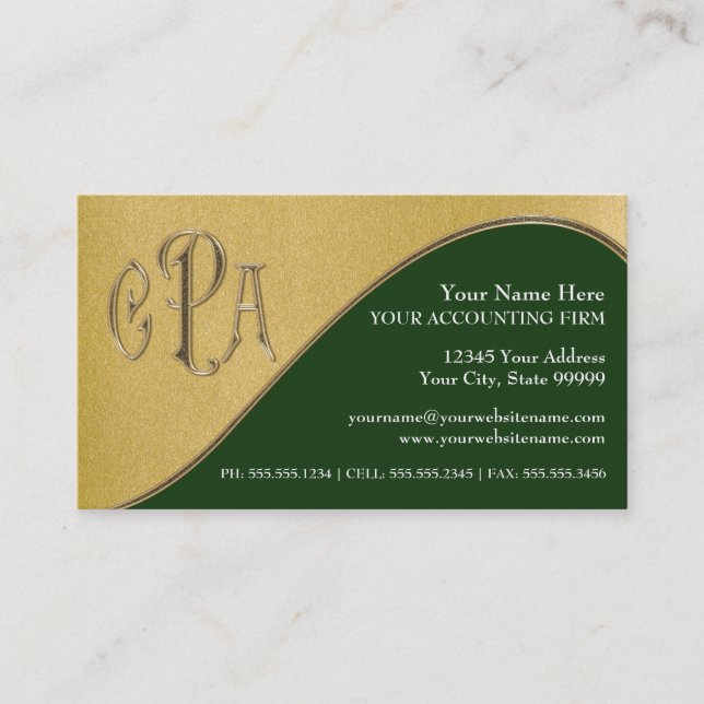 CPA Certified Public Accountant Business Taxes Business Card (Front)