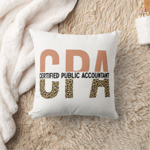 CPA Certified Public Accountant Leopard Print Cushion
