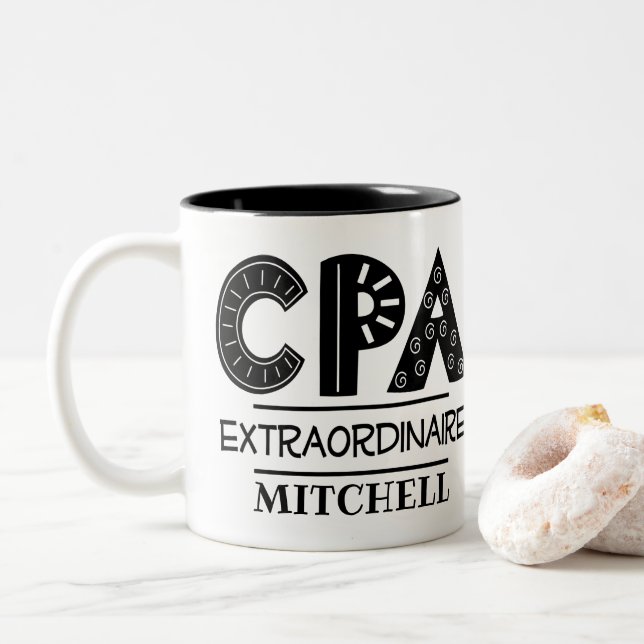 CPA Extraordinaire Accountant Two-Tone Coffee Mug (With Donut)