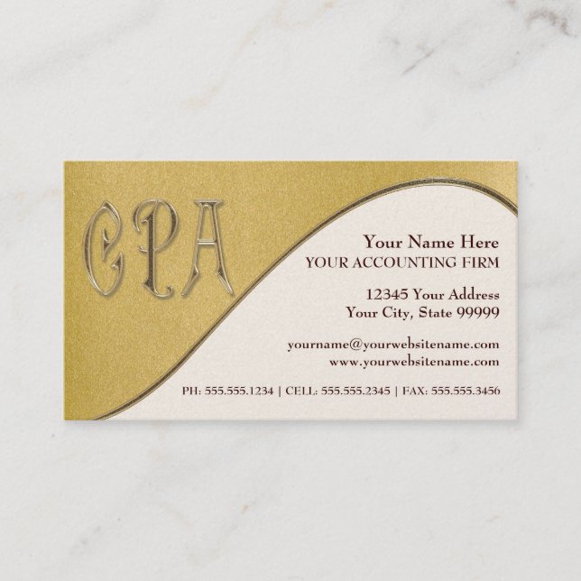 CPA Gold Professional Certified Public Accountant Business Card (Front)