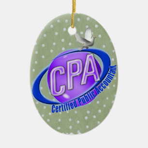 CPA ORB SWOOSH LOGO CERTIFIED PUBLIC ACCOUNTANT CERAMIC ORNAMENT