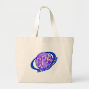 CPA ORB SWOOSH LOGO CERTIFIED PUBLIC ACCOUNTANT LARGE TOTE BAG