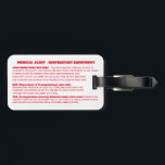 CPAP medical condition carry on travel Luggage Tag<br><div class="desc">The internationally recognised medical aid symbol in red and white against black highlights your ailment,  allergies or medical emergency. Customise your allergy or condition and add your personal details to ensure that someone will save your life or honour your wishes when you are unable to speak for yourself.</div>