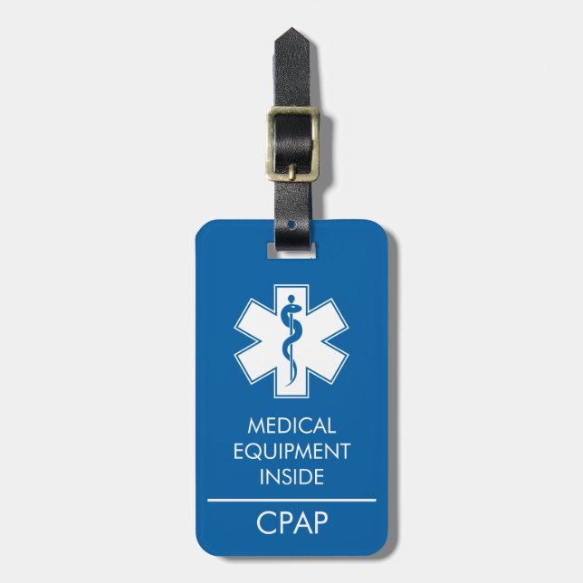CPAP or Medical Alert Carry On Luggage Tag (Front Vertical)