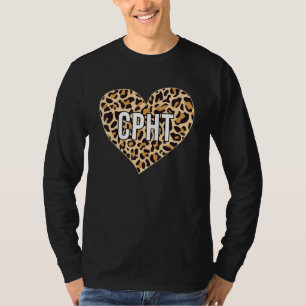 CPHT Leopard Heart Pharmacy Technician T-Shirt