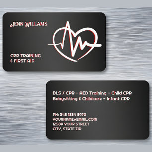 CPR Instructor Black Business Card