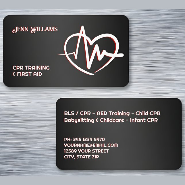 CPR Instructor Black Business Card (CPR Instructor Black Business Cards)