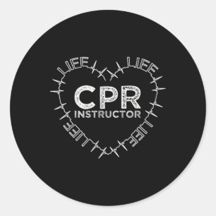 Cpr Instructor Saves Life Heart Beat Symbol Gift Classic Round Sticker