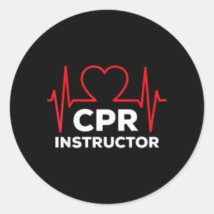 Cpr Instructor Shirt Ekg Heartbeat Graphic Women Classic Round Sticker