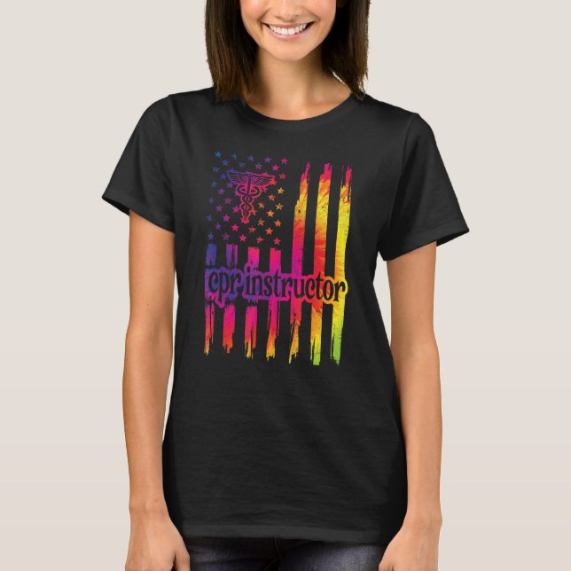 Cpr Instructor Us Flag First Aid Certified Cpr T-Shirt (Front)