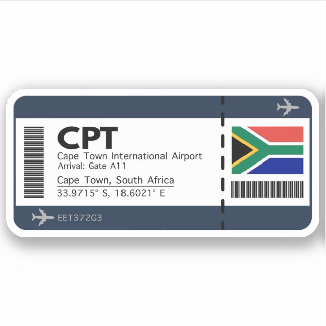 CPT Cape Town Boarding Pass - South Africa (Front)