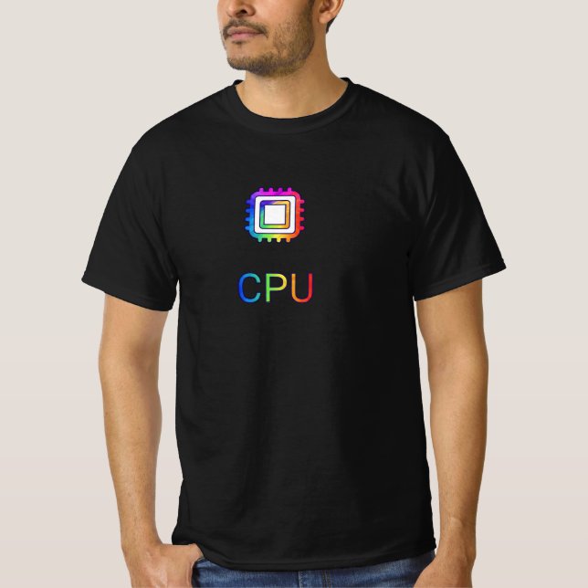 CPU CHIP COLOUR FULL Printed design Black T-shirt  (Front)