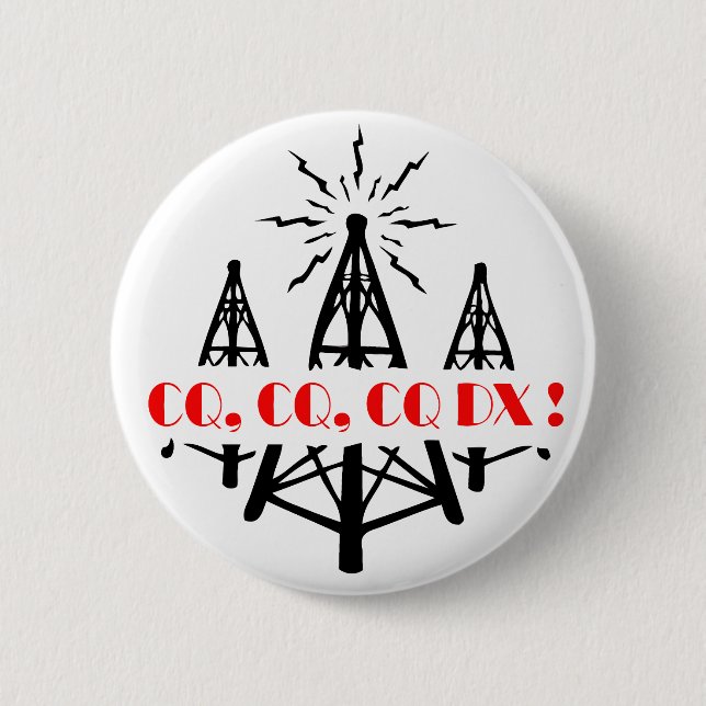 CQ DX 6 CM ROUND BADGE (Front)