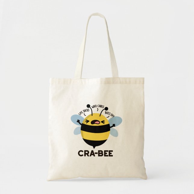 Cra-bee Funny Crabby Bee Pun  Tote Bag (Front)
