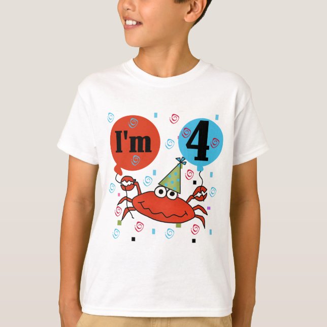 Crab 4th Birthday Tshirts and Gifts (Front)