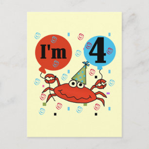 Crab 4th Birthday Tshirts and Gifts Postcard
